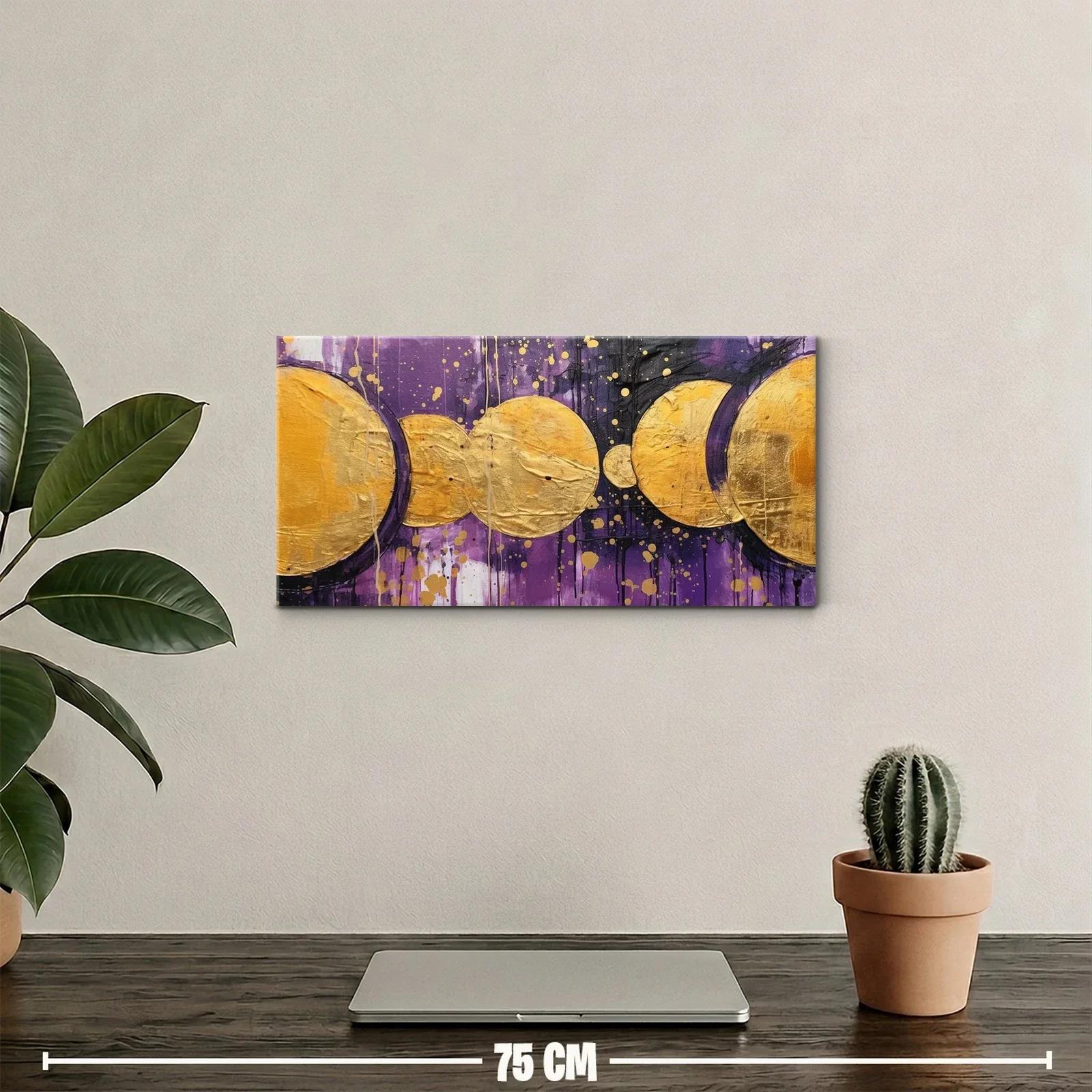 Cuadro círculos dorados texturizados con fondo morado — miniatura 2