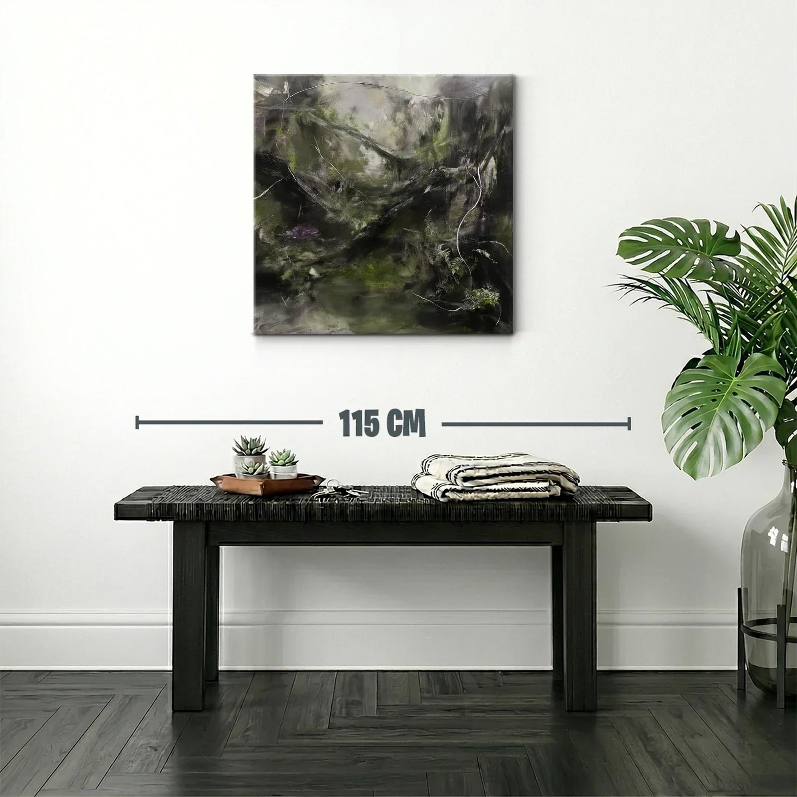 Paisaje abstracto con tonos oscuros y verdes naturales — miniatura 2