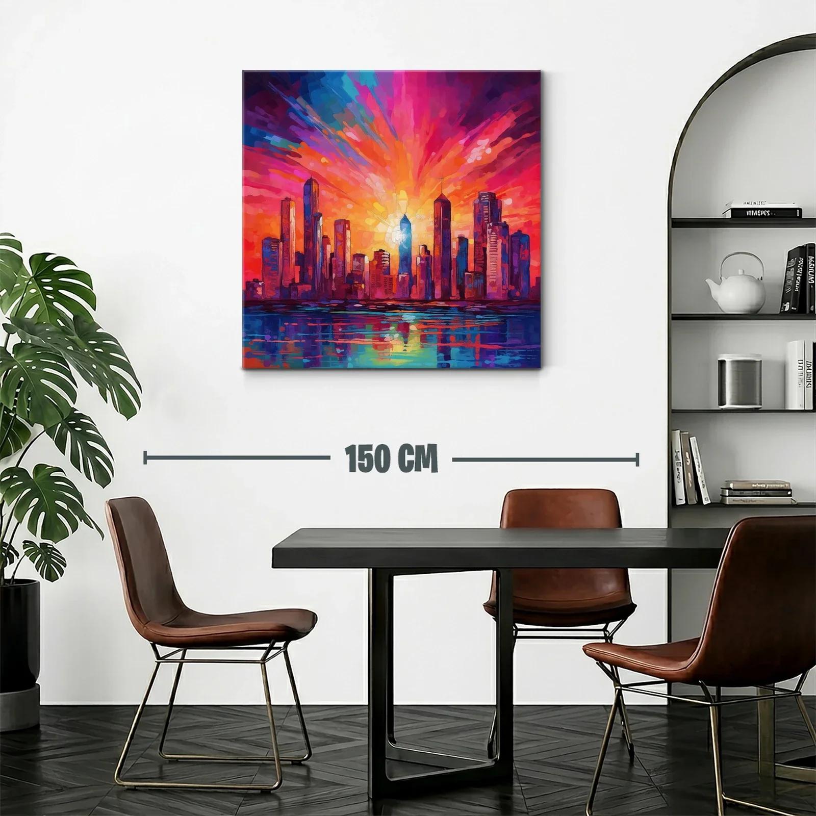 Atardecer vibrante sobre la ciudad moderna en tonos cálidos — miniatura 2