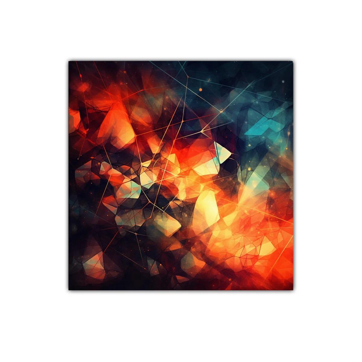 Composición abstracta vibrante con tonos fuego y azul — miniatura 1