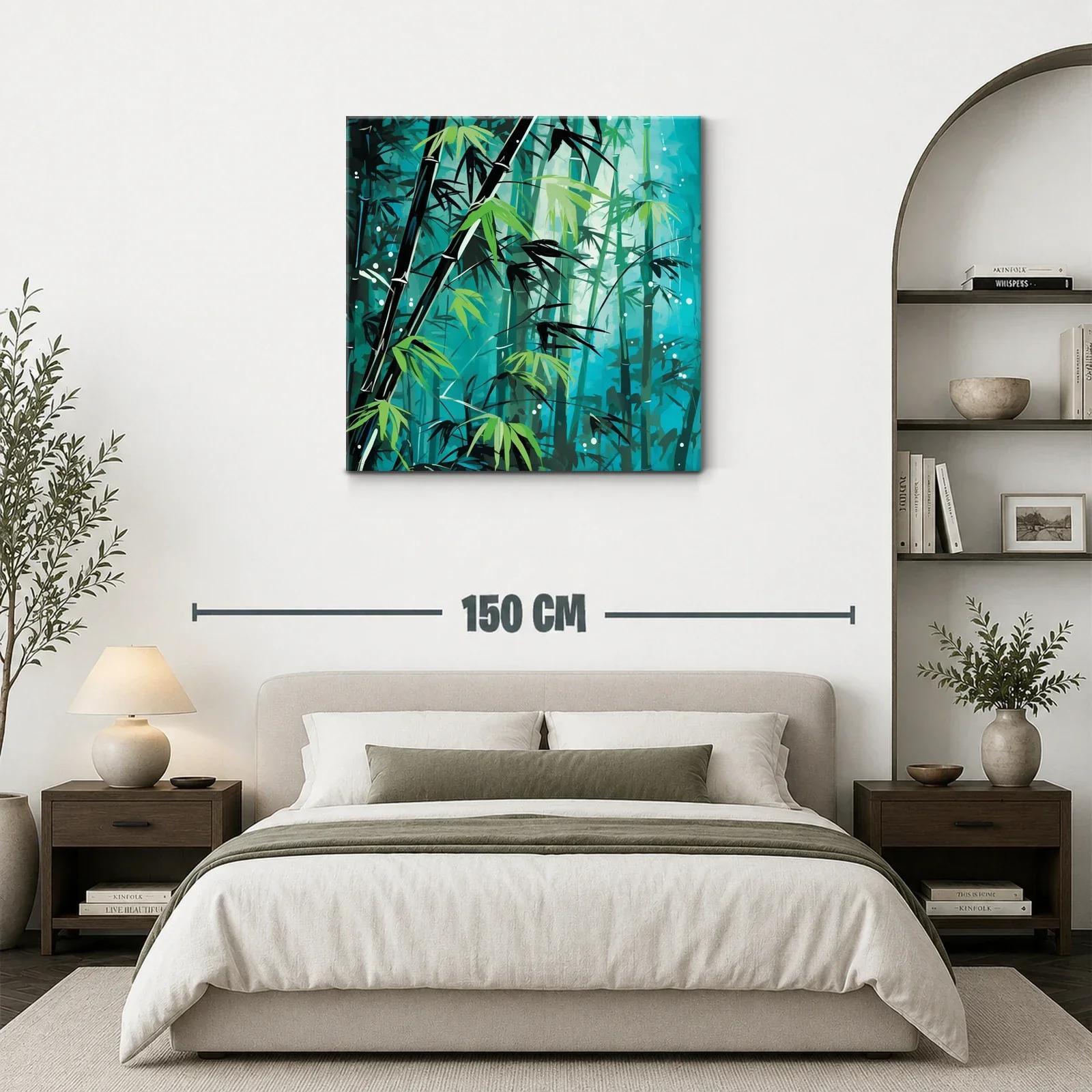 Bosque de bambú en tonos verdes y azules intensos — miniatura 3
