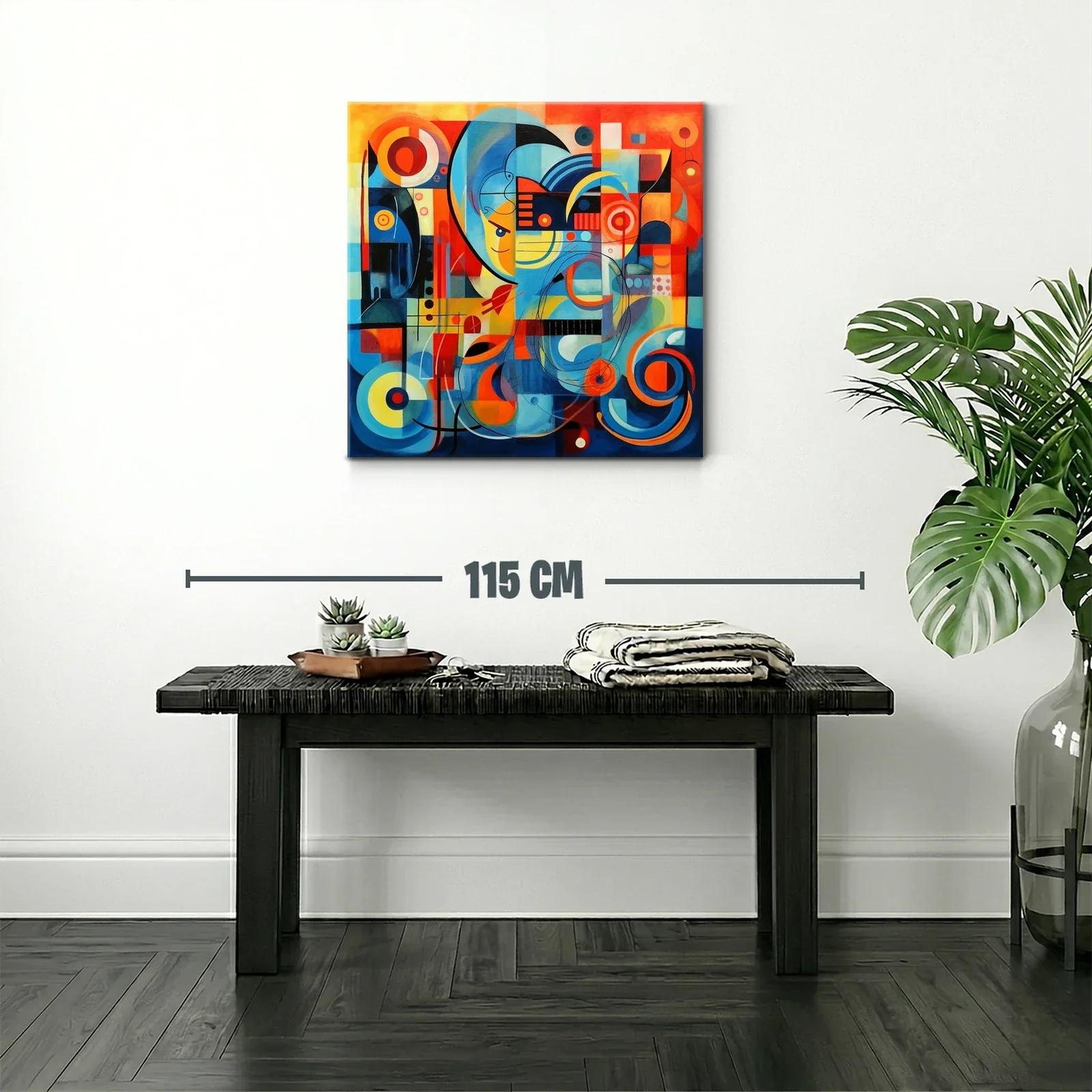 Composición abstracta vibrante con tonos cálidos y fríos — miniatura 2