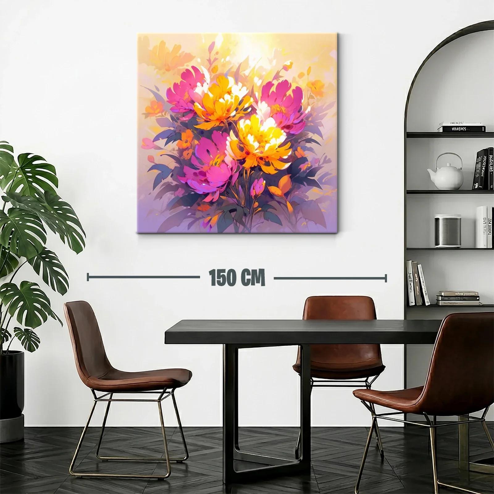 Cuadro con ramo de flores vibrantes en tonos cálidos — miniatura 2