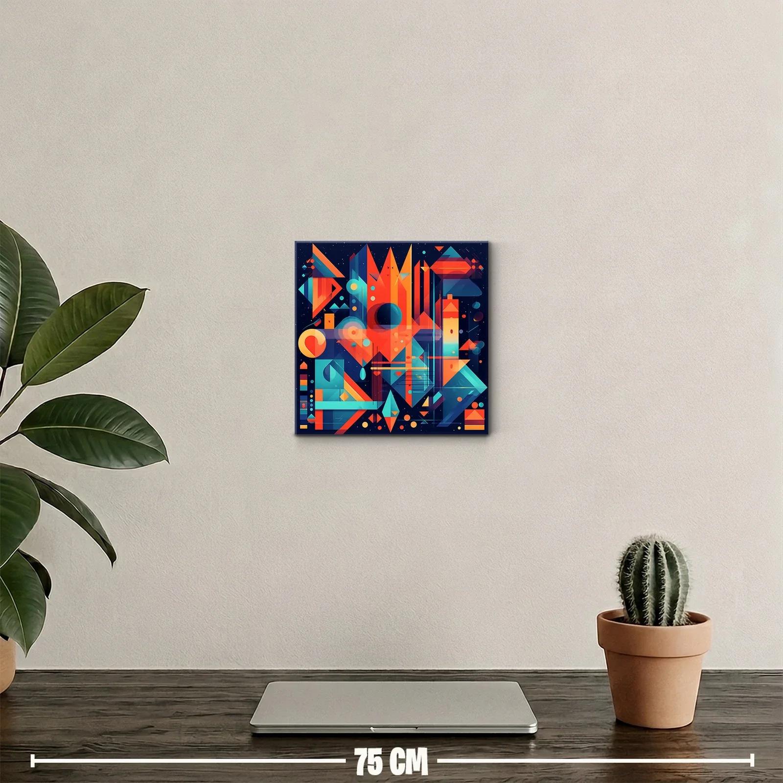 Cuadro abstracto con formas geométricas y tonos cálidos — miniatura 2