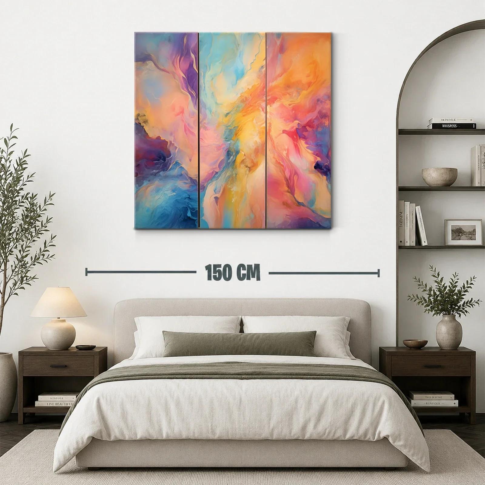 Cuadro abstracto en tonos cálidos y fríos vibrantes — miniatura 3