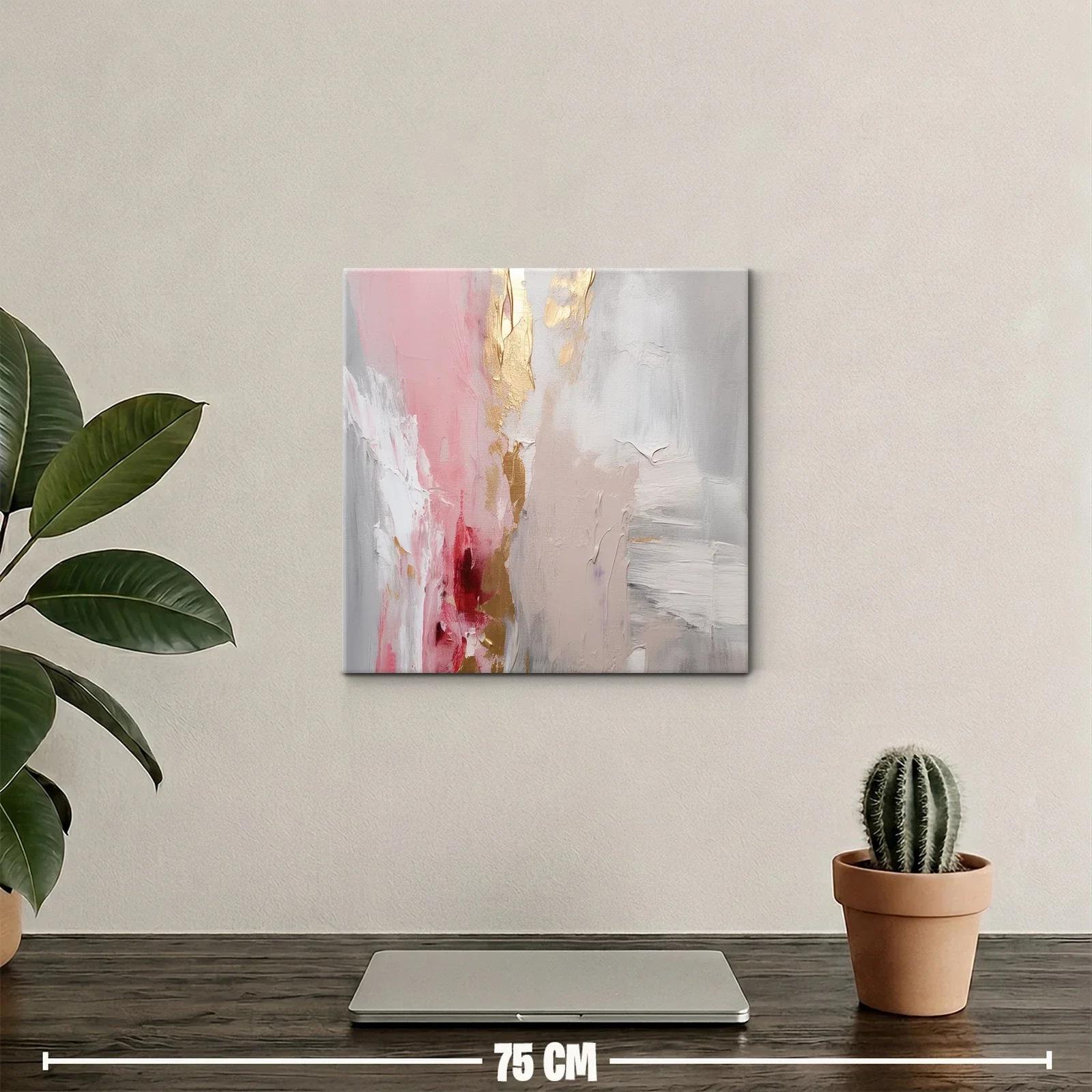 Cuadro abstracto en tonos rosas y dorados elegantes — miniatura 2