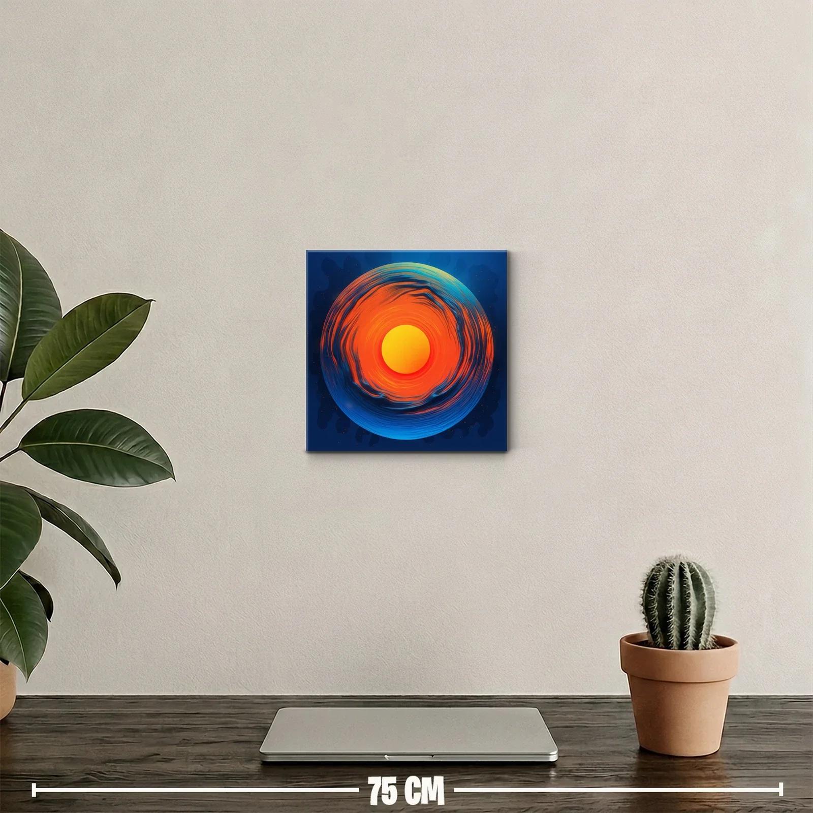 Cuadro decorativo con diseño circular vibrante en tonos cálidos y fríos — miniatura 2