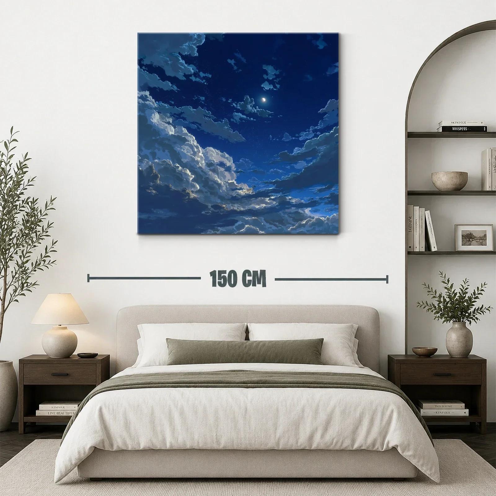Cielo nocturno estrellado con nubes iluminadas por la luna — miniatura 3