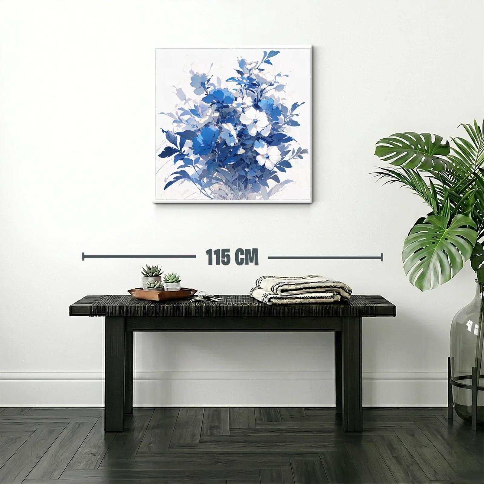 Cuadro floral en tonos azules y blancos elegante y sereno — miniatura 2