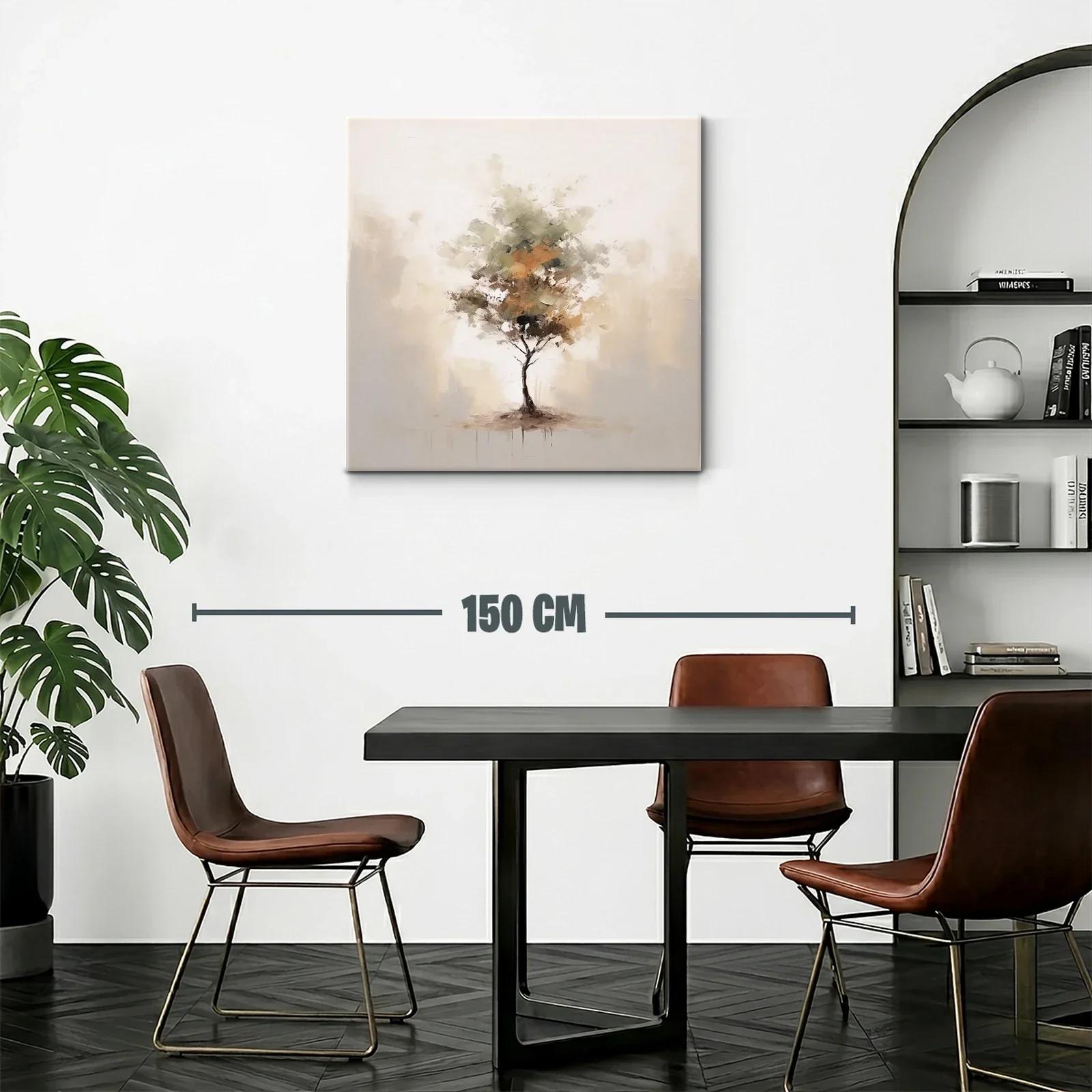 Cuadro abstracto de árbol con tonos neutros y tierra — miniatura 2