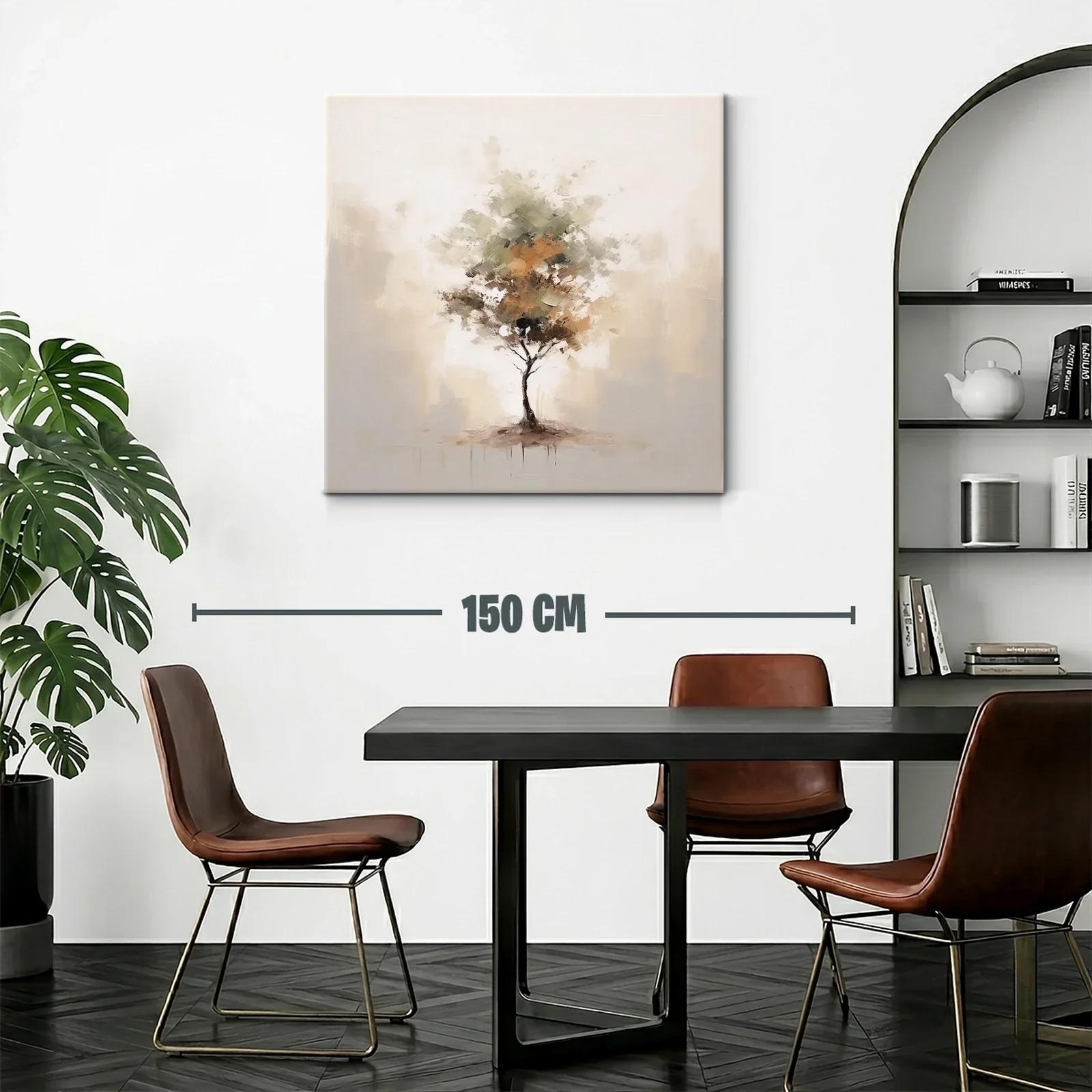 Cuadro abstracto de árbol con tonos neutros y tierra — miniatura 2