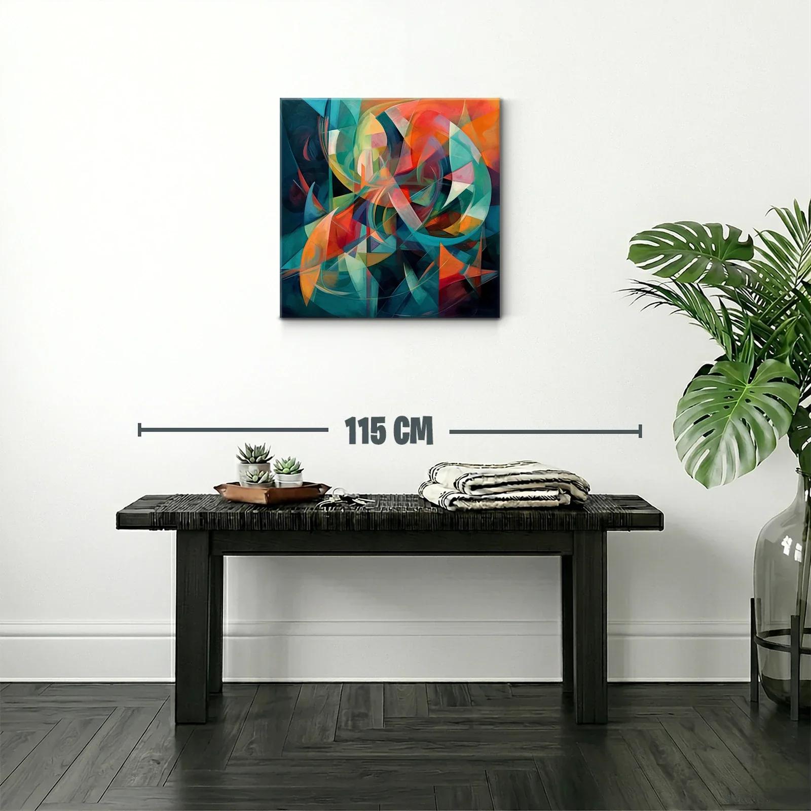Composición abstracta en tonos cálidos y frescos vibrantes — miniatura 2