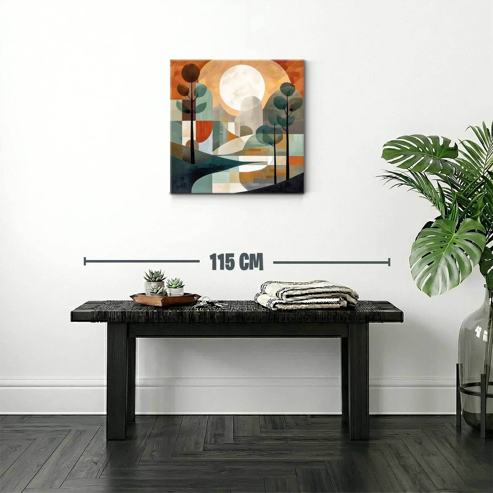 Paisaje abstracto con árboles y gran luna brillante — miniatura 2