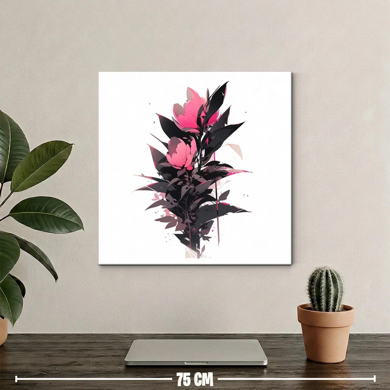 Cuadro floral con rosas en tonos fucsia y negro — miniatura 2