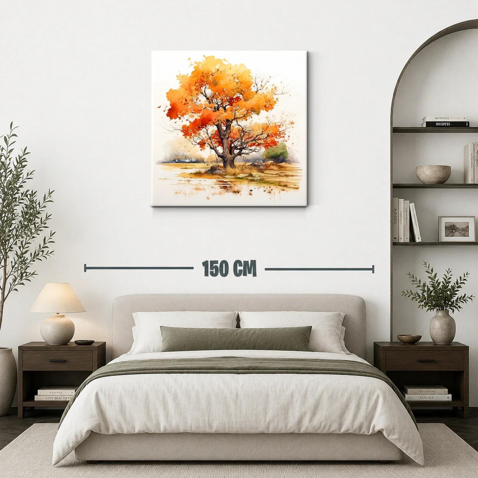 Árbol otoñal con tonos cálidos y paisaje sereno — miniatura 3