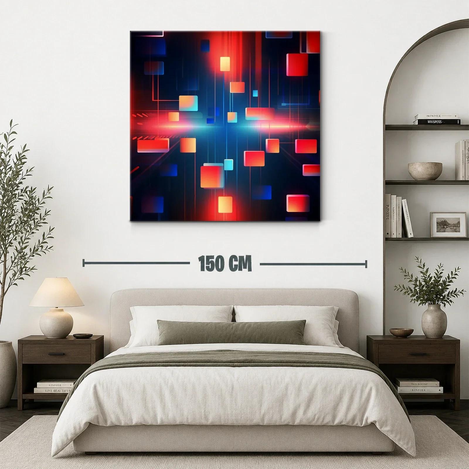 Composición abstracta con cuadrados en tonos vibrantes y oscuros — miniatura 3