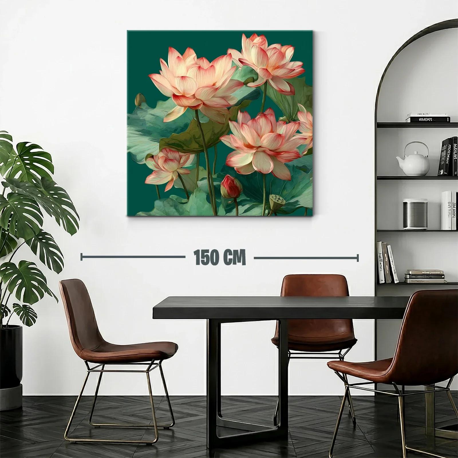 Flores de loto en tonos suaves sobre fondo verde — miniatura 2