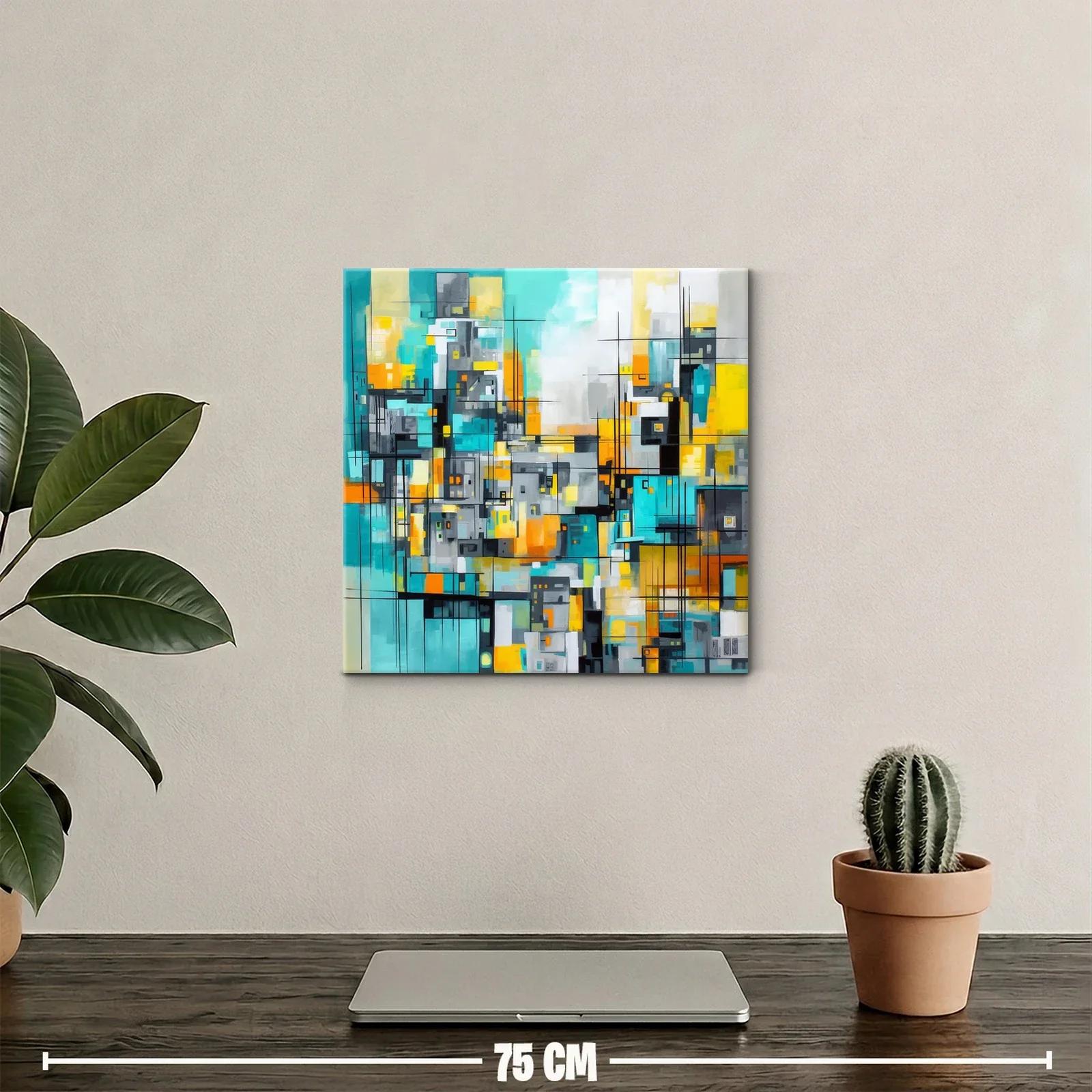 Composición abstracta con tonos vibrantes y líneas geométricas — miniatura 2