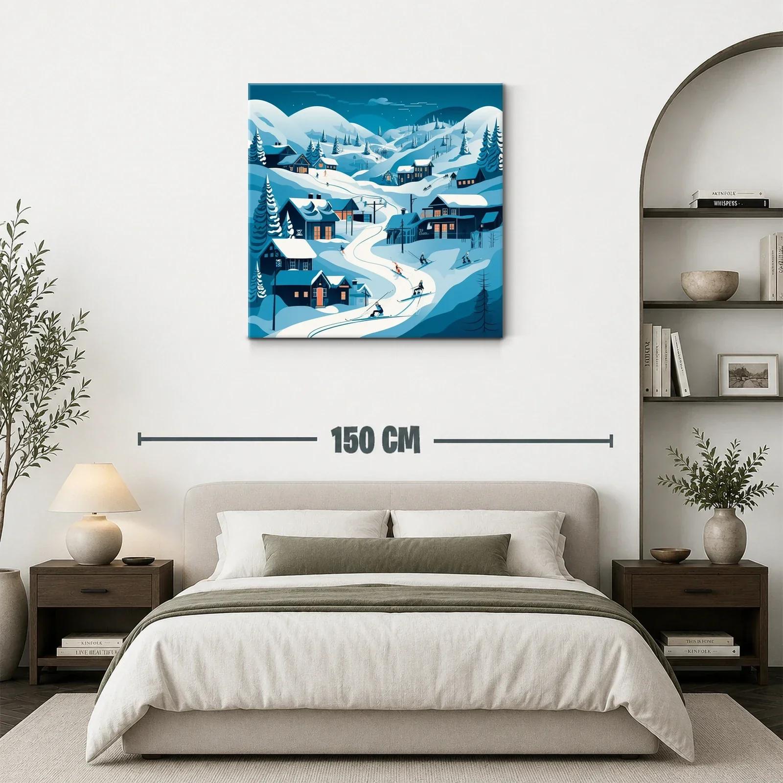 Paisaje invernal con esquiadores en montaña nevada — miniatura 3