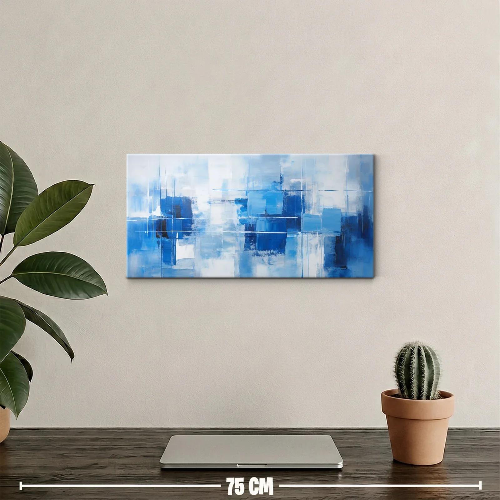Cuadro abstracción geométrica azul con veladuras — miniatura 2