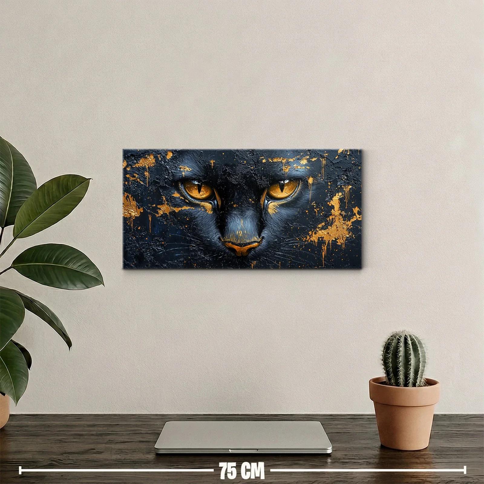 Cuadro rostro de pantera negra con ojos dorados — miniatura 2