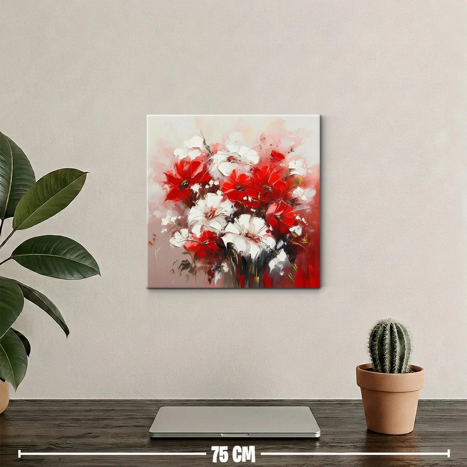 Flores vibrantes en rojo y blanco con fondo suave — miniatura 2