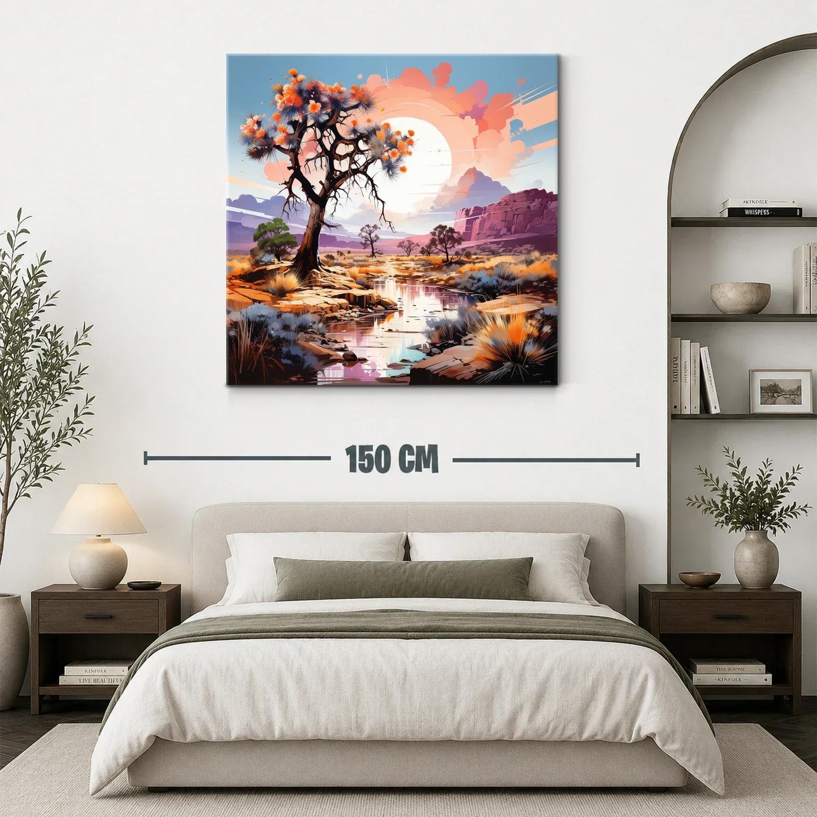 Paisaje desértico con árbol y reflejos al atardecer — miniatura 3