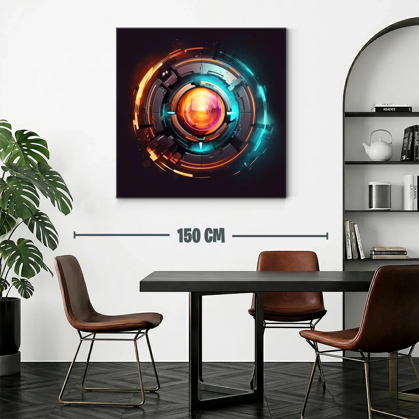 Cuadro abstracto de círculos tecnológicos vibrantes — miniatura 2
