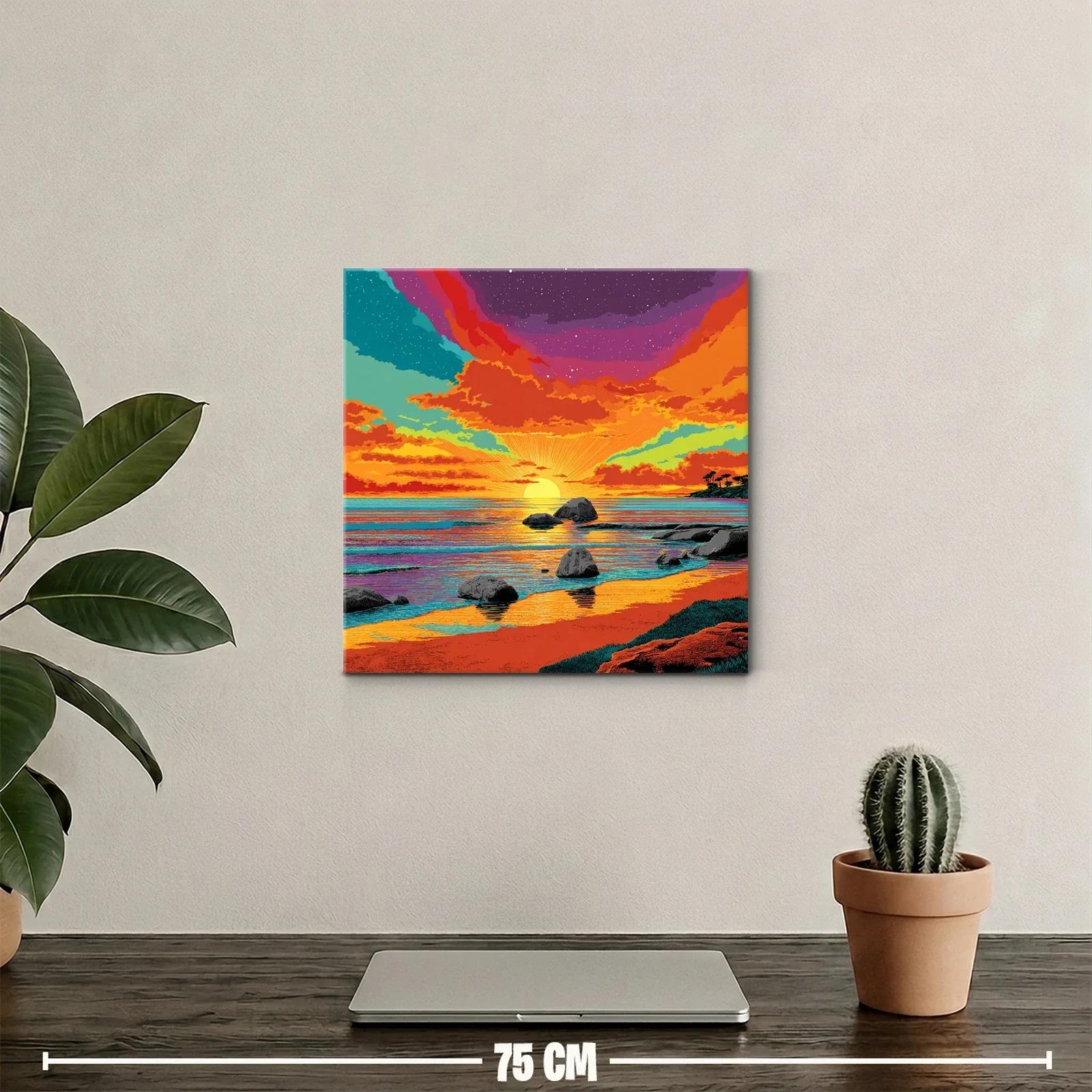 Atardecer vibrante sobre la costa con cielos estrellados — miniatura 2