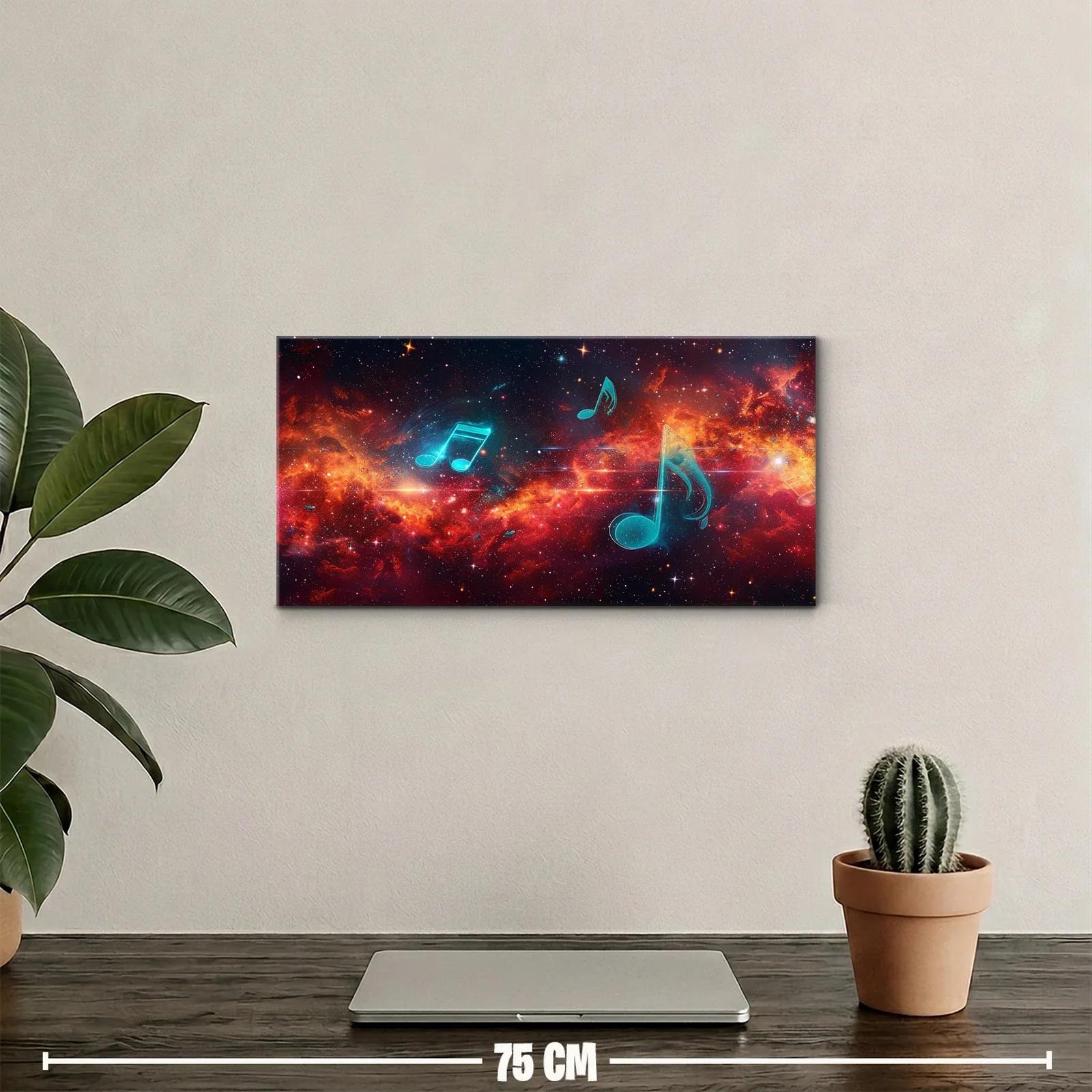 Cuadro notas musicales en nebulosa turquesa y coral — miniatura 2
