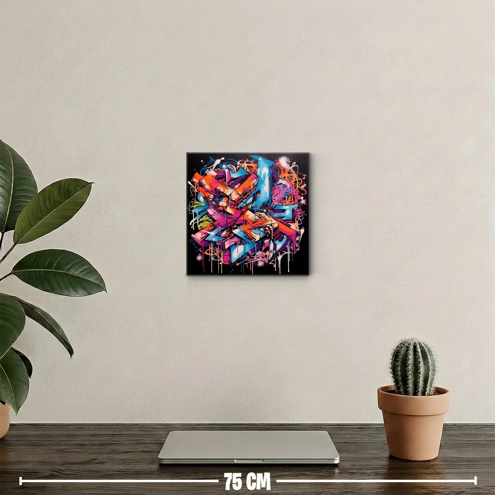 Cuadro decorativo arte urbano multicolor vibrante y dinámico — miniatura 2