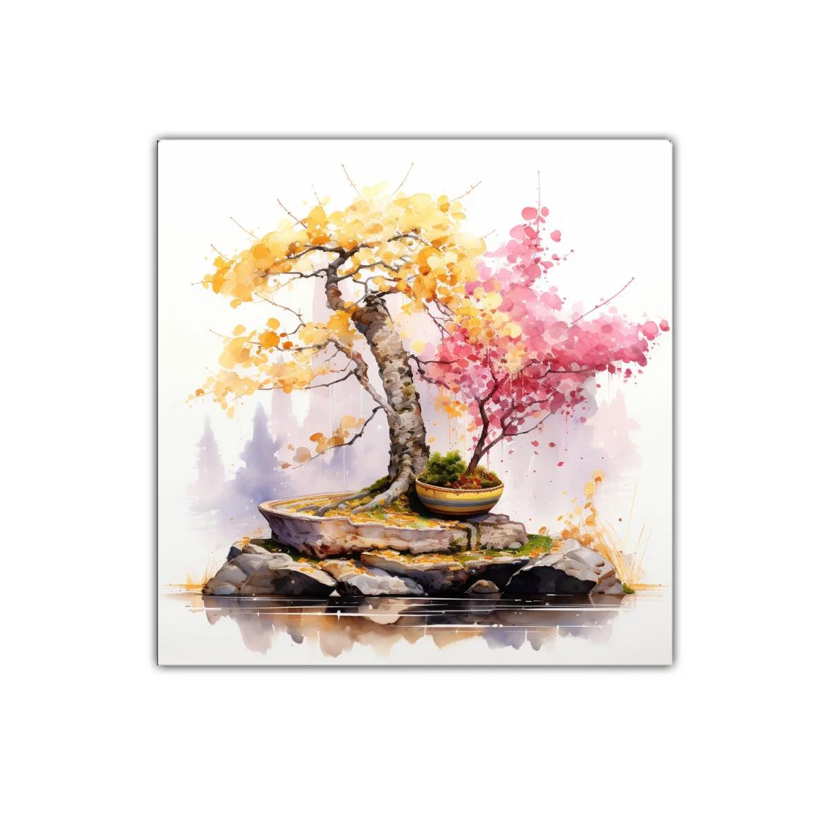 Armonía natural con bonsái y colores otoñales en jardín zen — miniatura 1