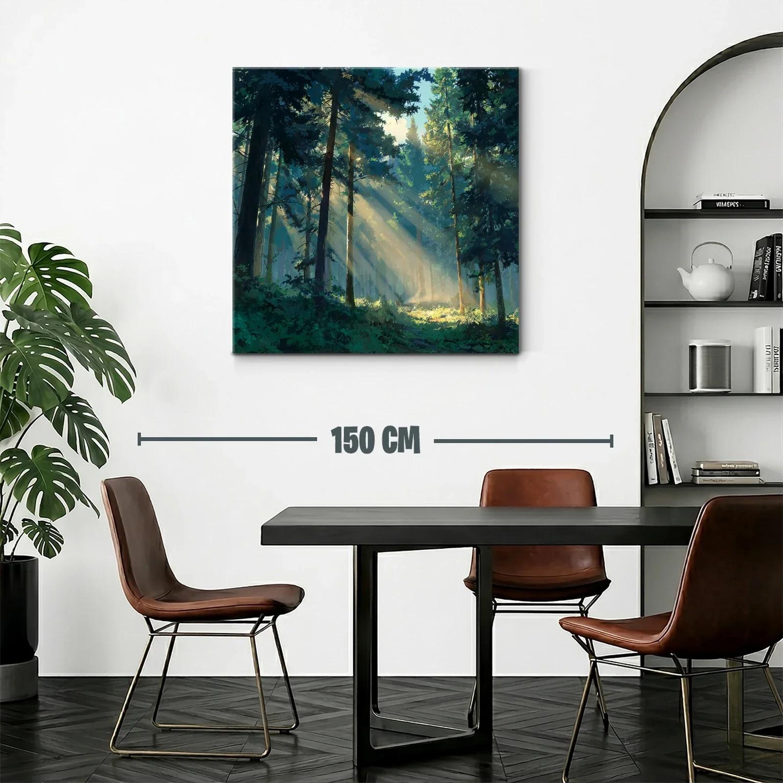 Bosque iluminado por rayos de sol entre árboles altos — miniatura 2