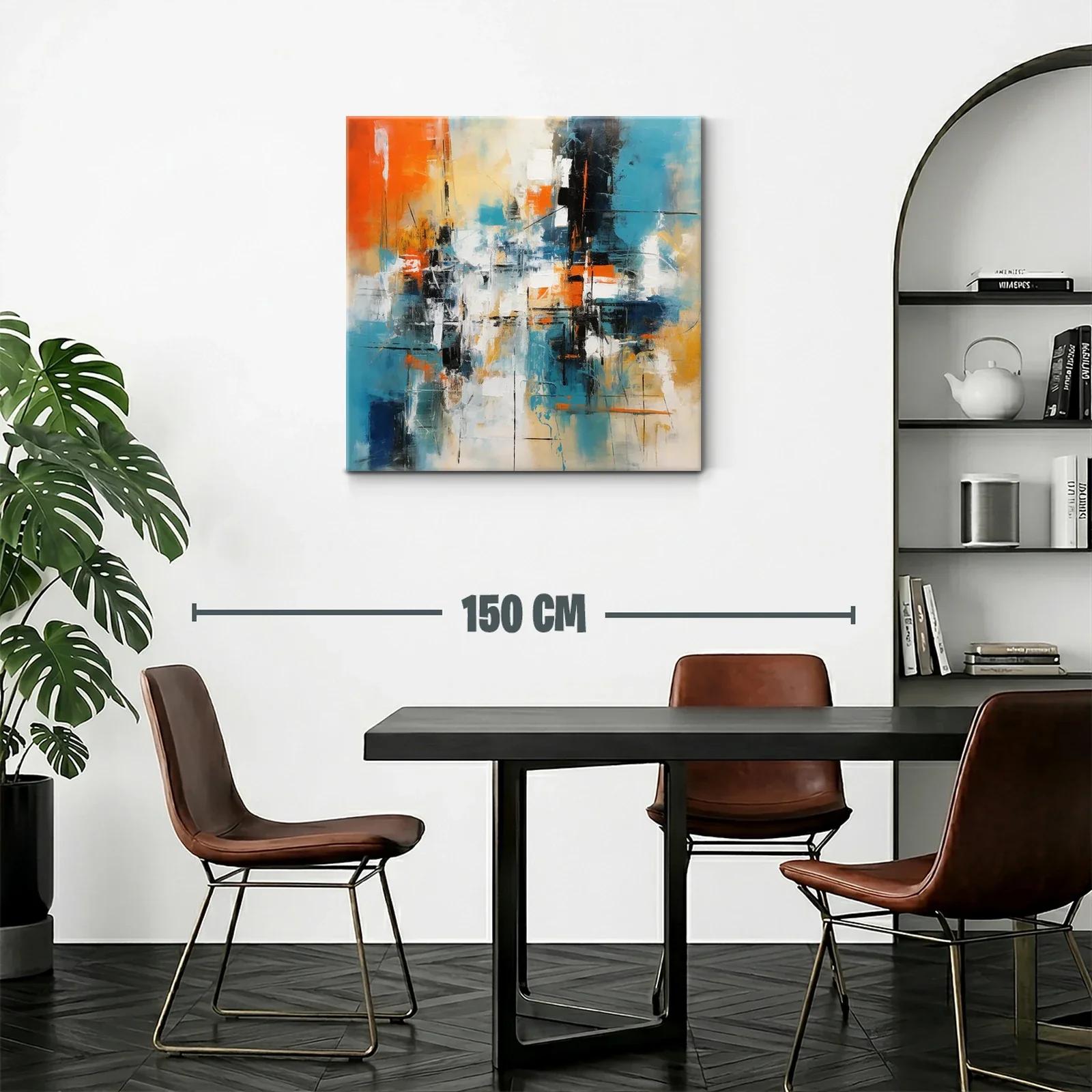 Composición abstracta con tonos cálidos y fríos vibrantes — miniatura 2