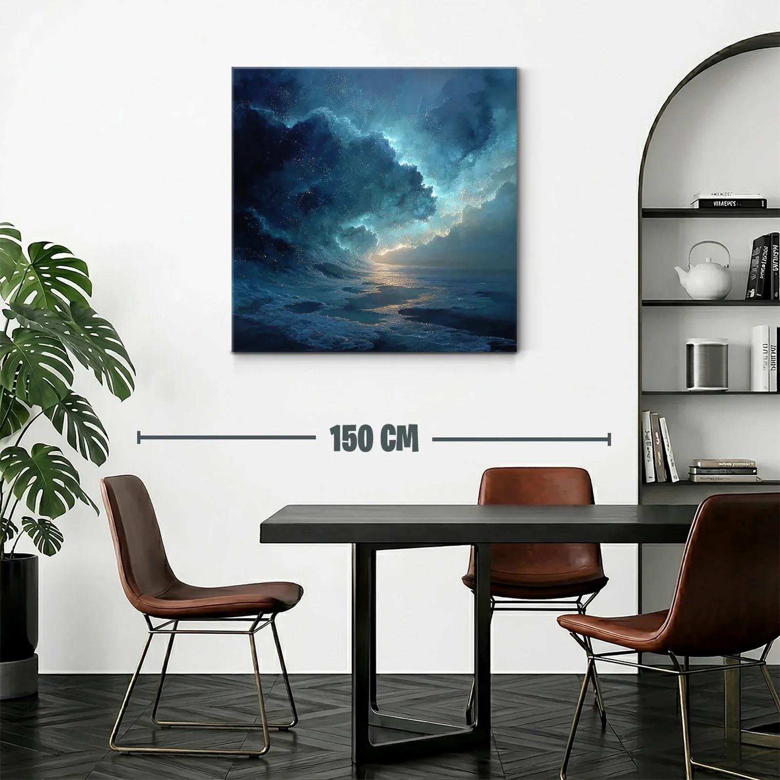 Olas nocturnas con destellos de luz en azul profundo — miniatura 2