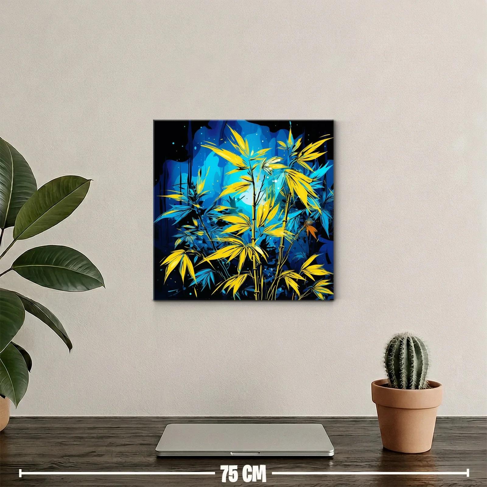 Bambú vibrante con contrastes azul y amarillo intenso — miniatura 2