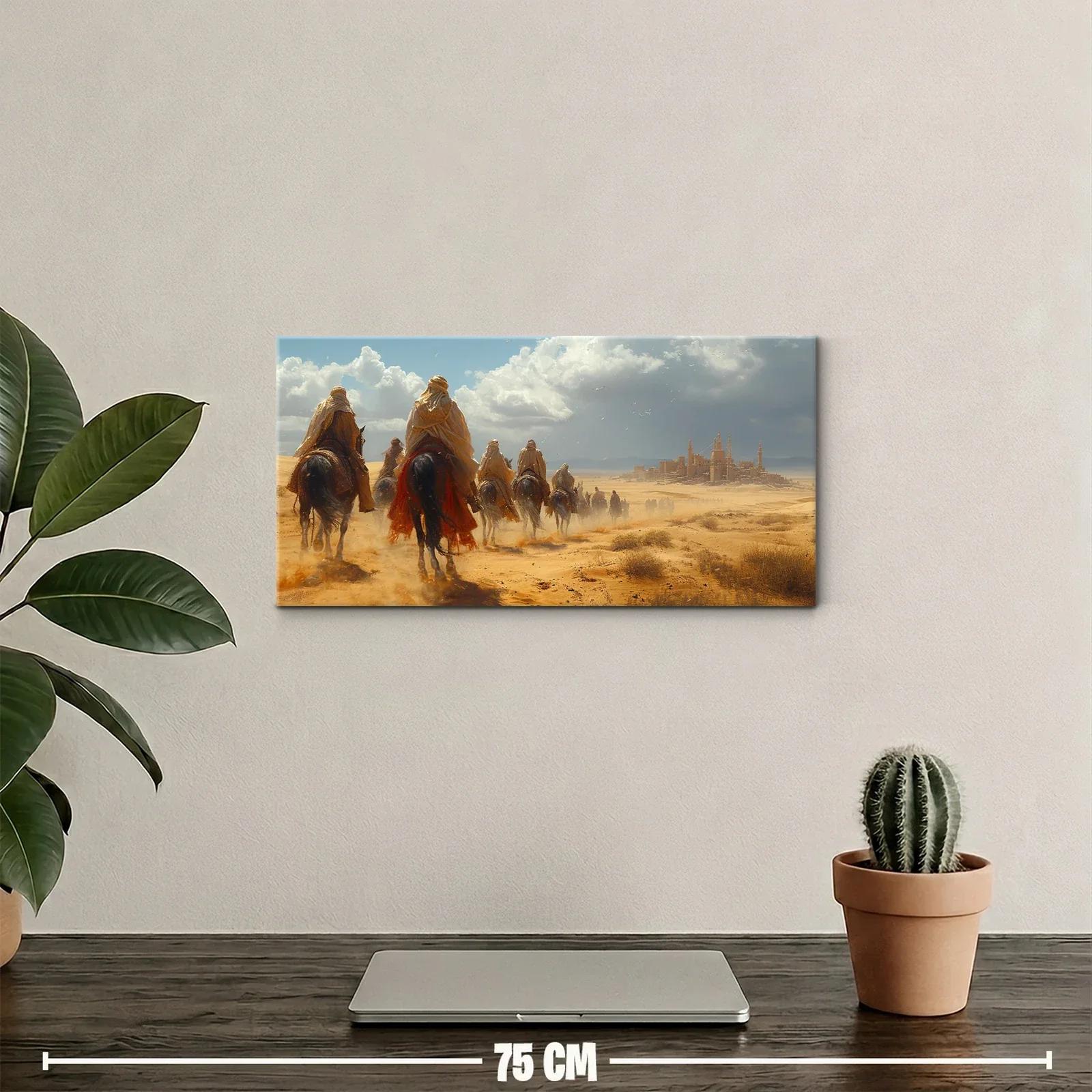 Cuadro caravana de camellos en el desierto con sendero polvoriento — miniatura 2