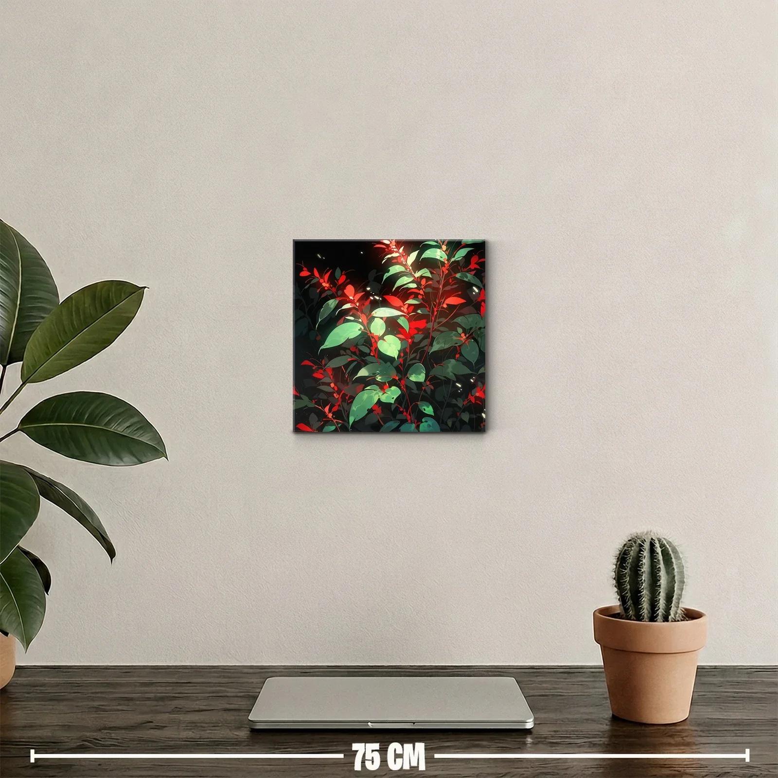 Naturaleza vibrante con hojas verdes y toques rojos llamativos — miniatura 2