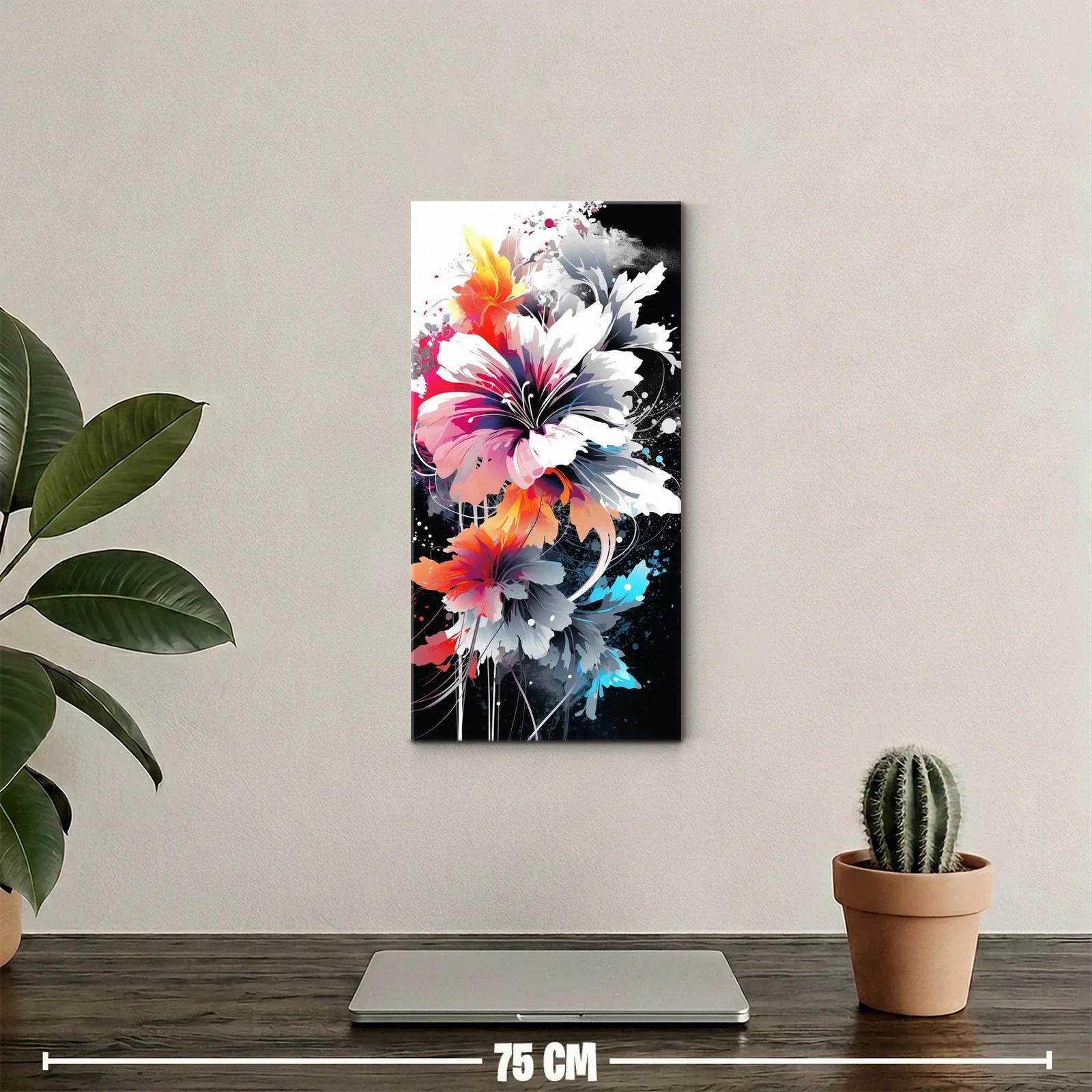 Cuadro flor tropical blanca y rosa con salpicaduras — miniatura 2