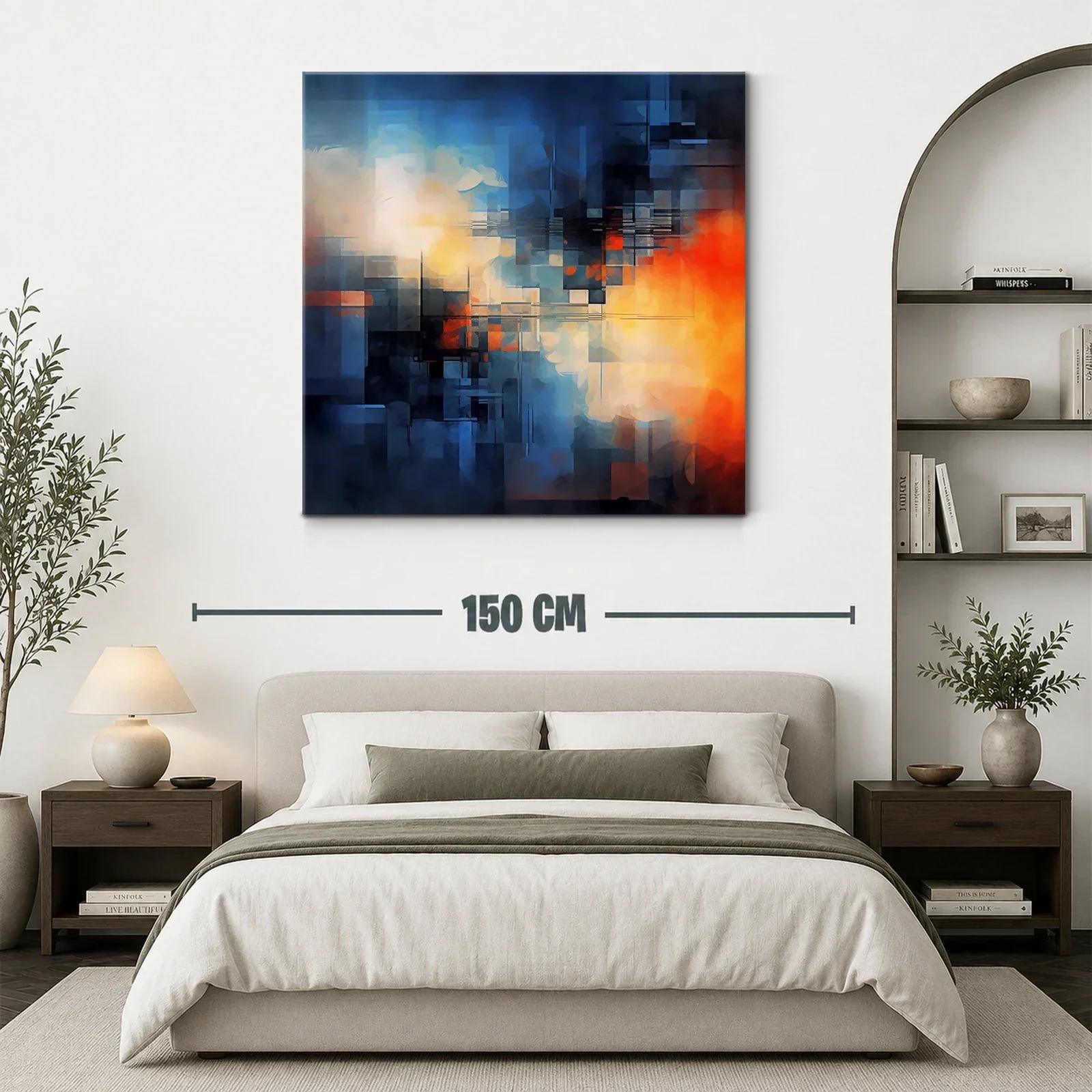 Composición abstracta en tonos azules y naranjas vibrantes — miniatura 3