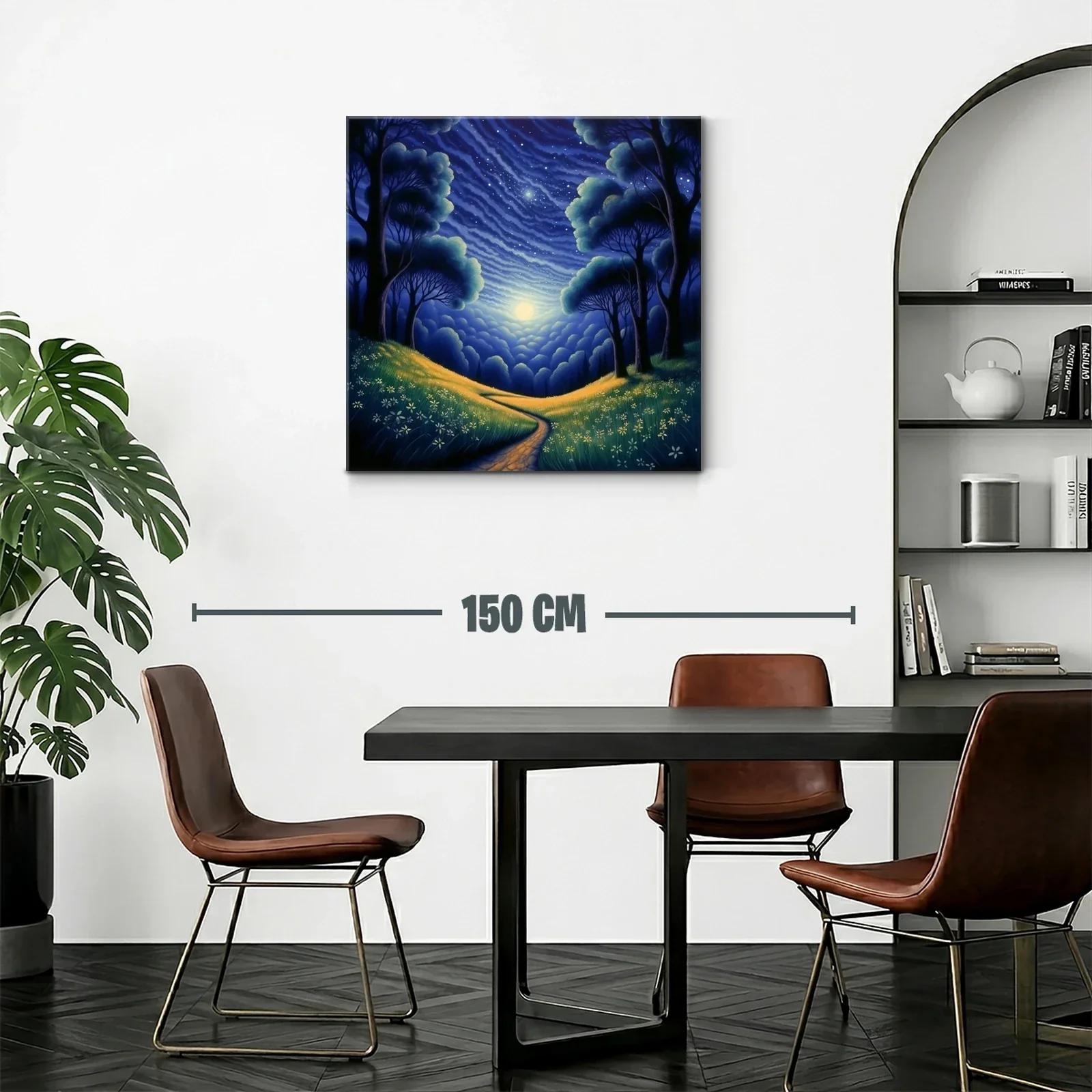 Paisaje nocturno con sendero y cielo estrellado — miniatura 2