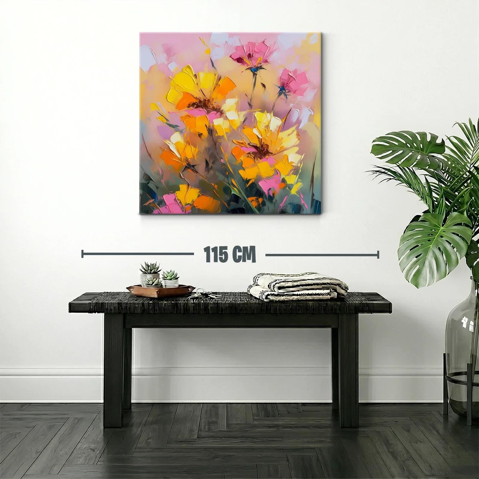 Cuadro floral abstracto en tonos cálidos y vibrantes — miniatura 2