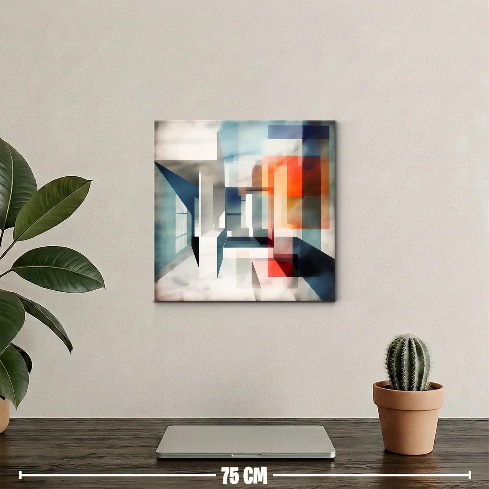 Composición abstracta con formas geométricas en tonos cálidos y fríos — miniatura 2