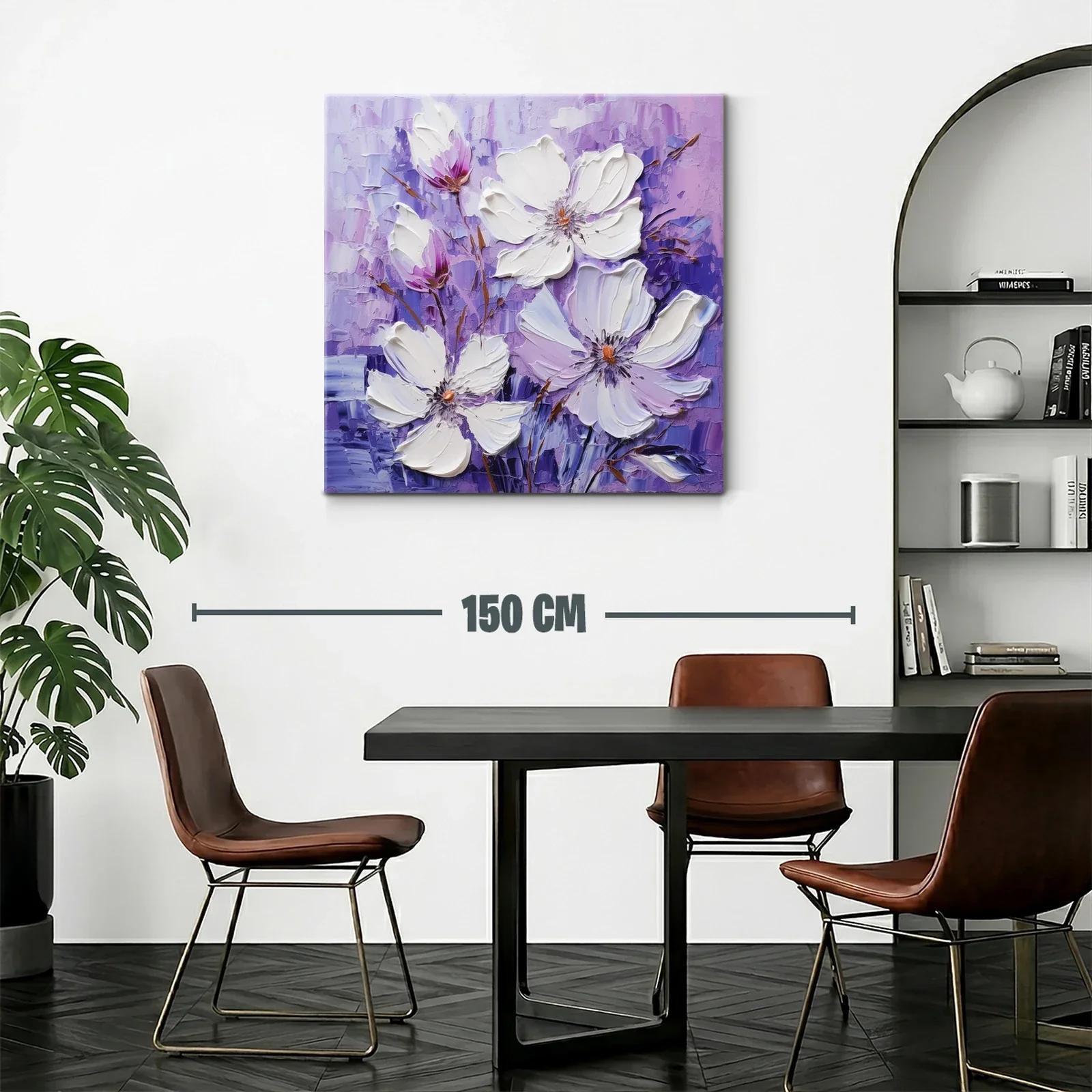 Flores blancas sobre un fondo violeta en relieve — miniatura 2