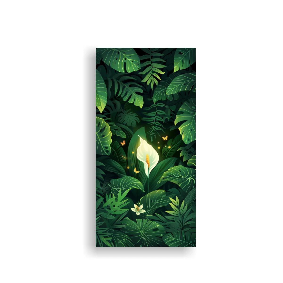 Cuadro cala blanca con mariposas y follaje tropical — imagen principal