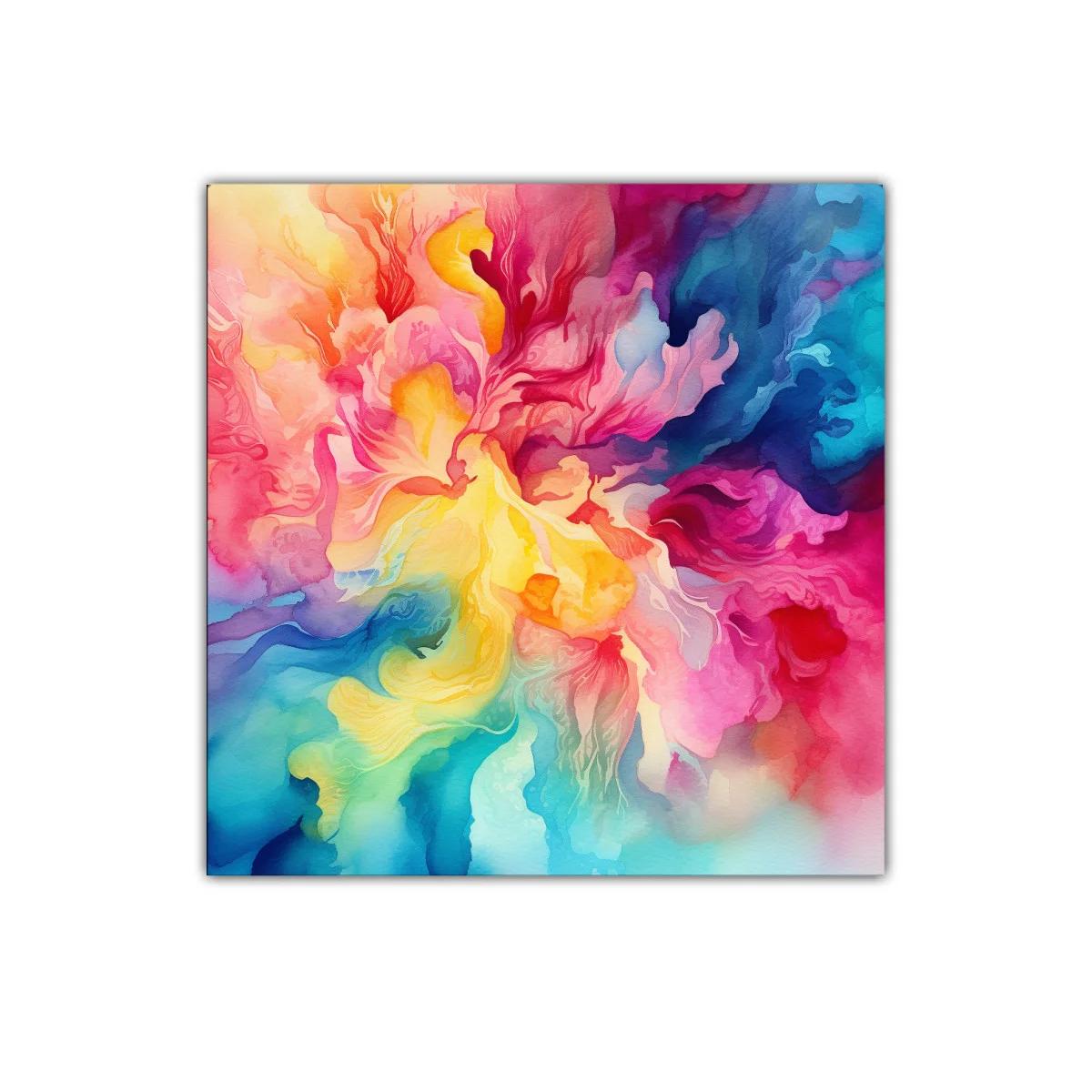 Cuadro abstracto con explosión vibrante de colores vivos — miniatura 1