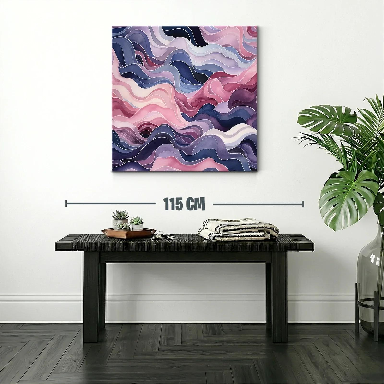 Cuadro abstracto elegante en tonos suaves y ondas fluidas — miniatura 2