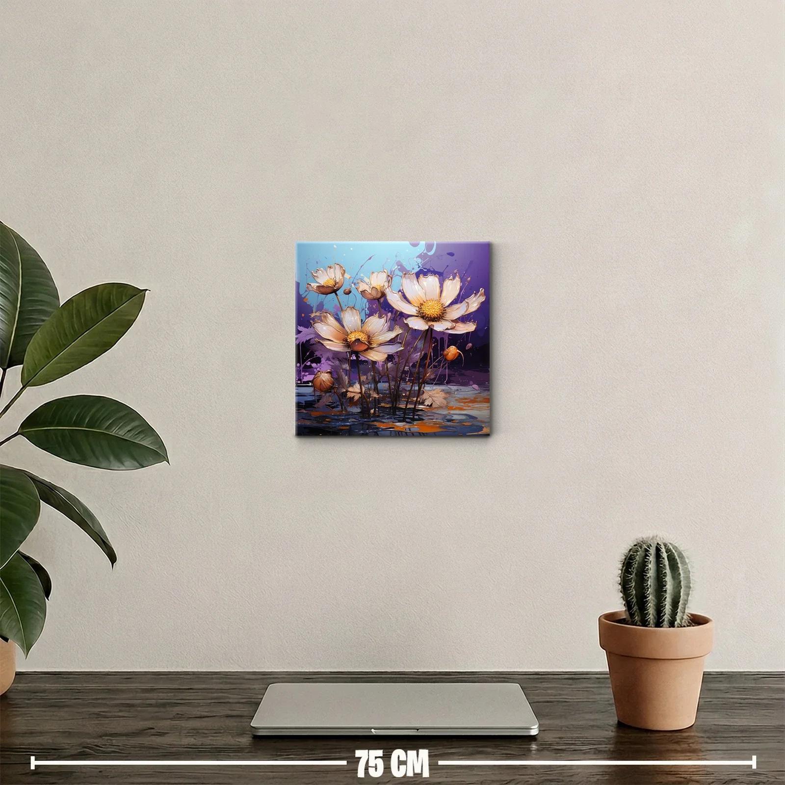 Flores delicadas con fondo vibrante y detalles dorados — miniatura 2