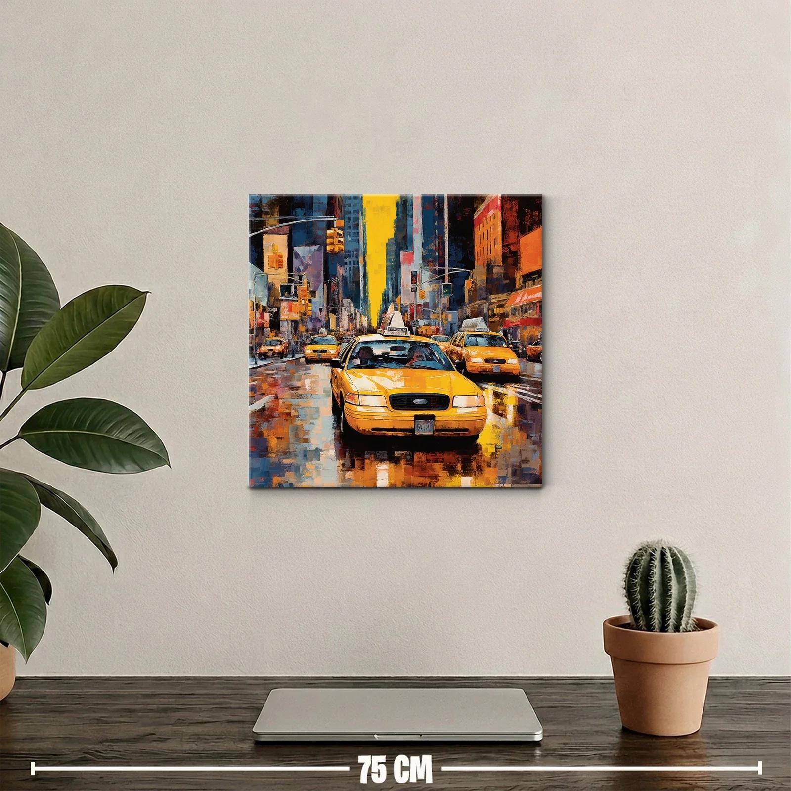 Vibrante escena urbana con taxis amarillos en ciudad — miniatura 2