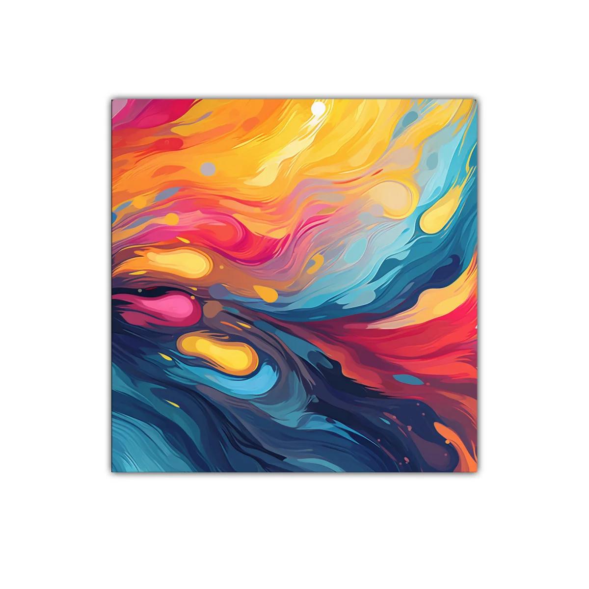 Cuadro abstracto con vibrantes ondas de colores intensos — miniatura 1